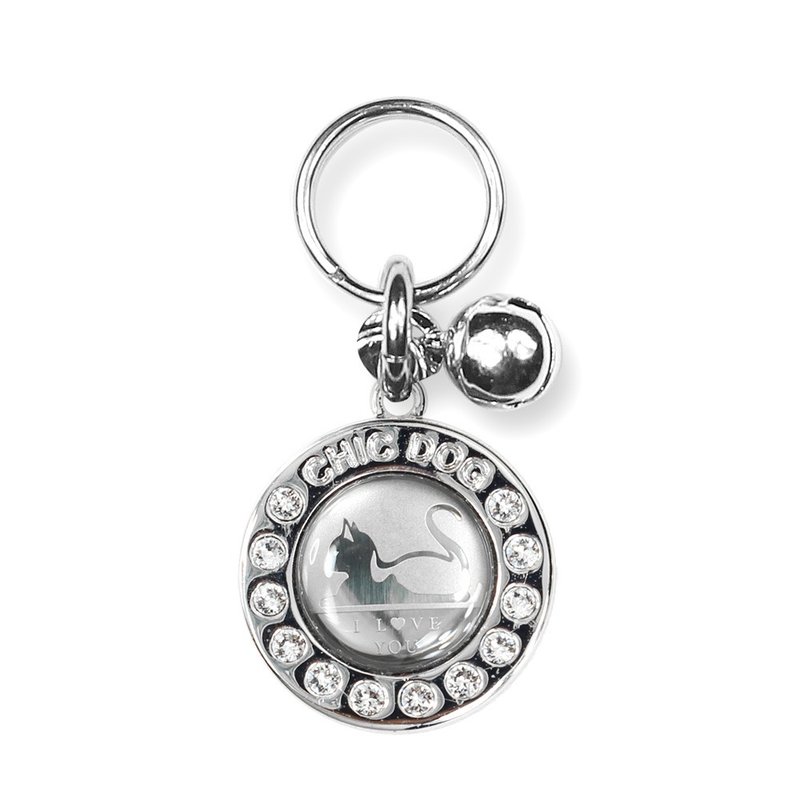 【不锈钢双圈】 雷射刻字　 钻猫姓名牌 - 项圈/牵绳 - 其他金属 白色