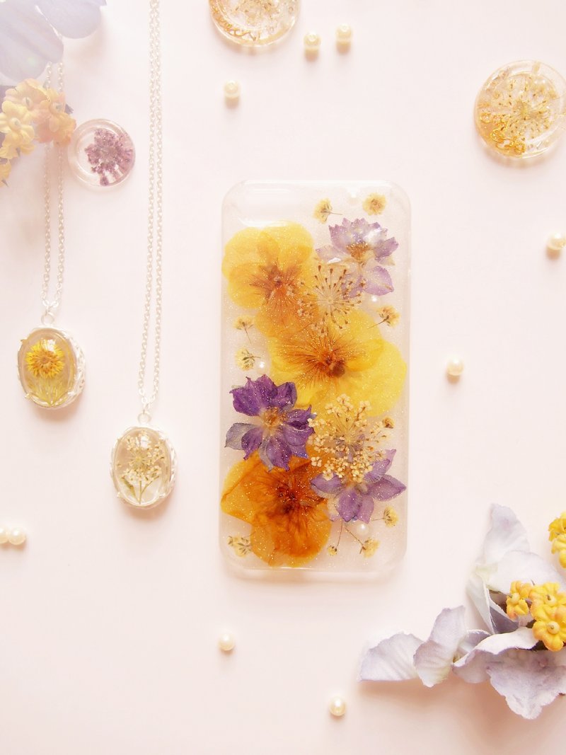 Tammy St. 冰花系列 浪漫贵气紫黄花香自然气质押花 IPHONE5/5S手机壳 保护壳 - 手机壳/手机套 - 塑料 紫色
