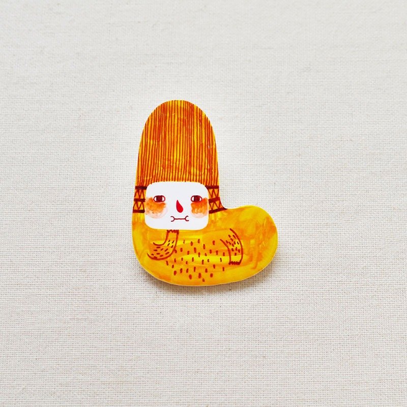 The Yoga Banana / 瑜伽香蕉 / 手工制作热缩片 / 胸针磁铁 - 胸针 - 塑料 红色