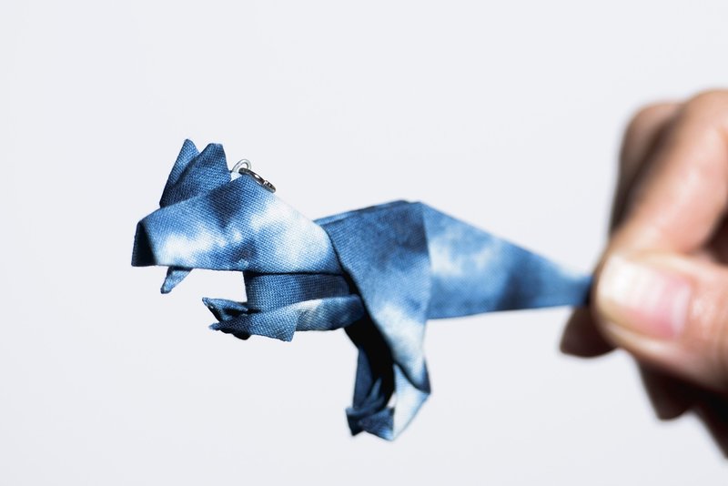 \恐龙百科/ 折纸饰品三合一 项链/吊饰/钥匙圈_双脊龙 - 项链 - 其他材质 蓝色