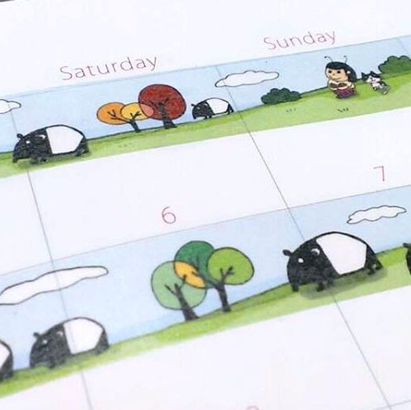 【纸胶带】貘貘乐园/马来貘 - 纸胶带 - 纸 多色