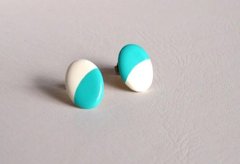 鸵鸟蛋 耳环 薄荷绿 - 耳环/耳夹 - 塑料 绿色