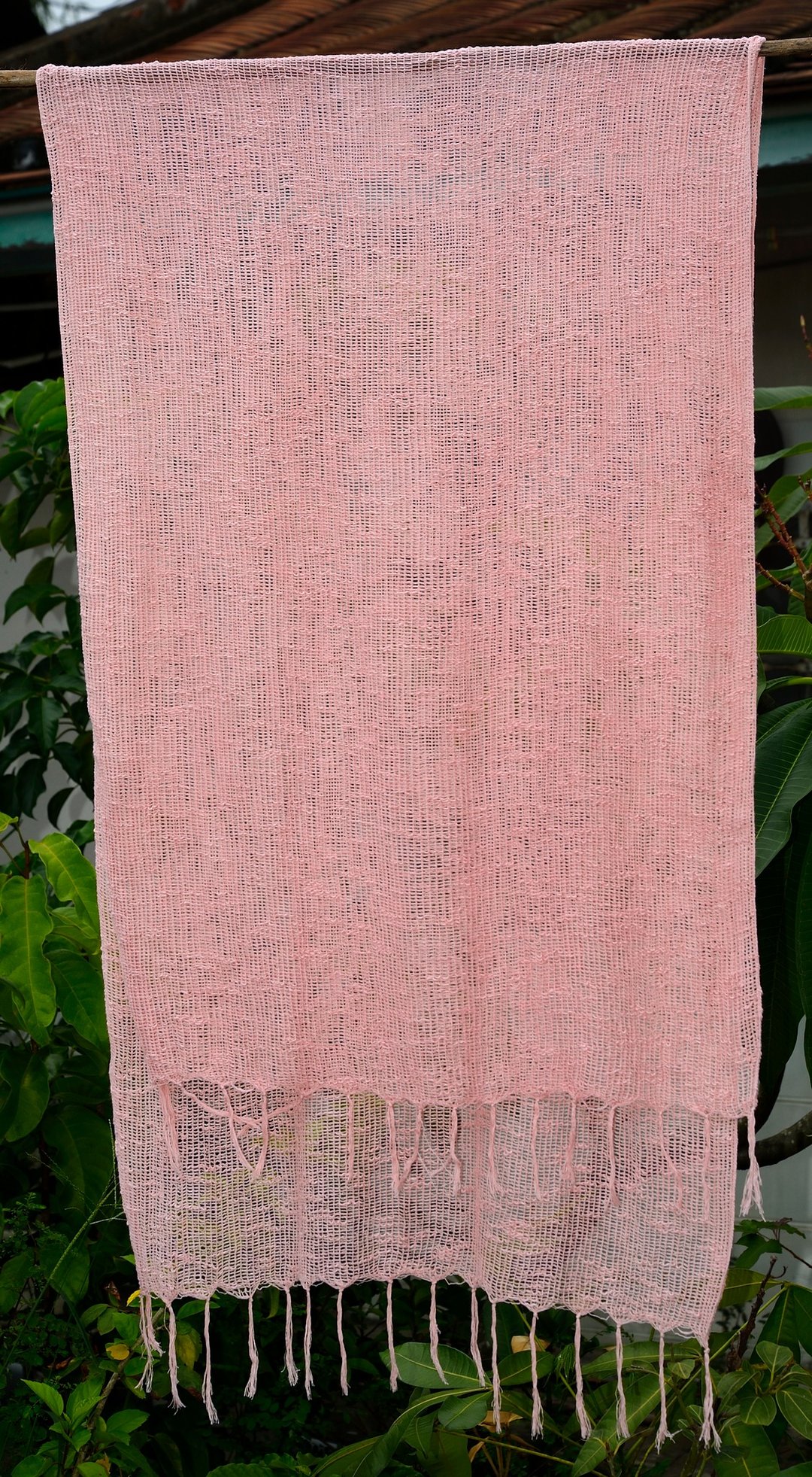 茜草植物染纯棉披肩(网状) - 丝巾 - 棉 