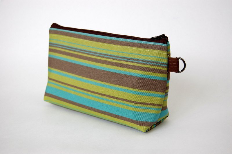 Casual-life 手作条纹化妆包/收纳包 - 其他 - 其他材质 绿色