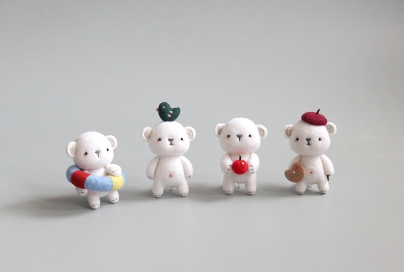 魔幻森林-超萌白熊羊毛毡挂饰 - 钥匙链/钥匙包 - 羊毛 白色