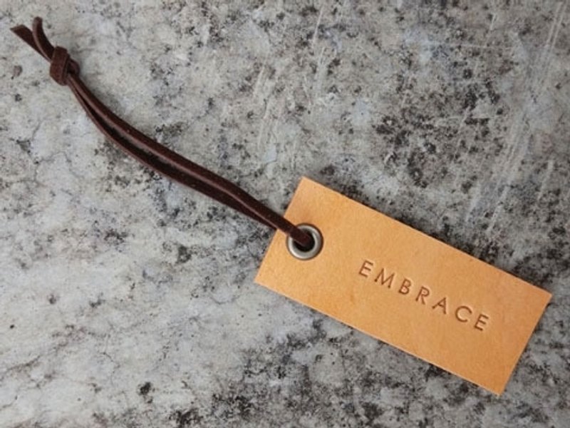 【定制化礼物】手工皮革吊牌/长方型/麂皮绳/多色-免费烙印名字 - 其他 - 真皮 多色