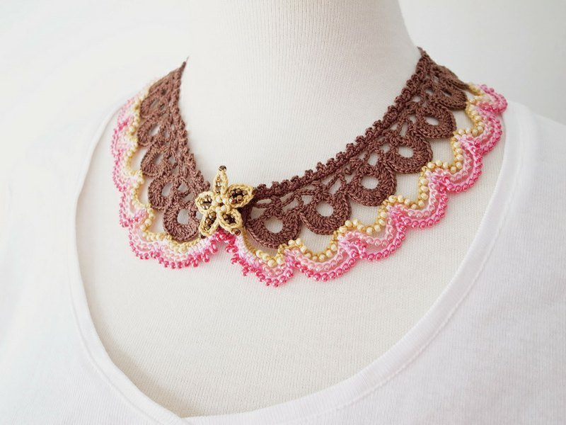 手工蕾丝饰品 (蕾丝领饰---串珠蕾丝领 1-a) - 其他 - 棉．麻 多色