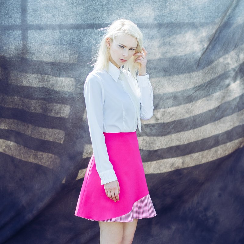 不规则百摺点缀裙 - 裙子 - 其他材质 白色