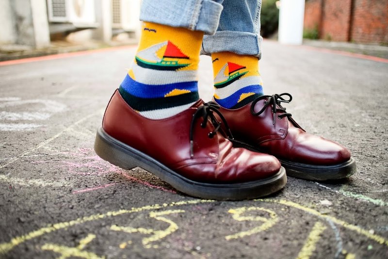 【3色】悠游海洋！// 鸥浪帆船粗线棉袜子 :::DAWN' make up your feet ::: - 袜子 - 棉．麻 黑色