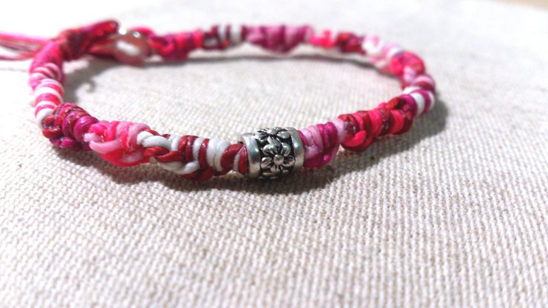 925纯银鸡蛋花珠．五色圈圈宽版手环 [ 6 款色系可选择 ] - 手链/手环 - 其他金属 红色