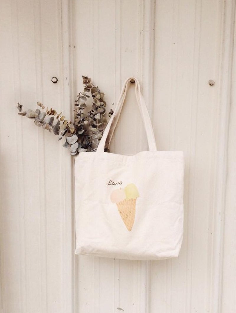 劈鸡姐姐 冰淇淋  ＃横式帆布包 - 侧背包/斜挎包 - 其他材质 白色