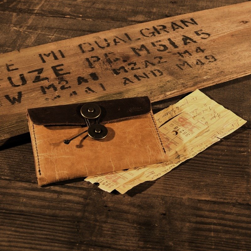 蜡纹布仿古皮革-经典名片夹 - 名片夹/名片盒 - 其他材质 咖啡色