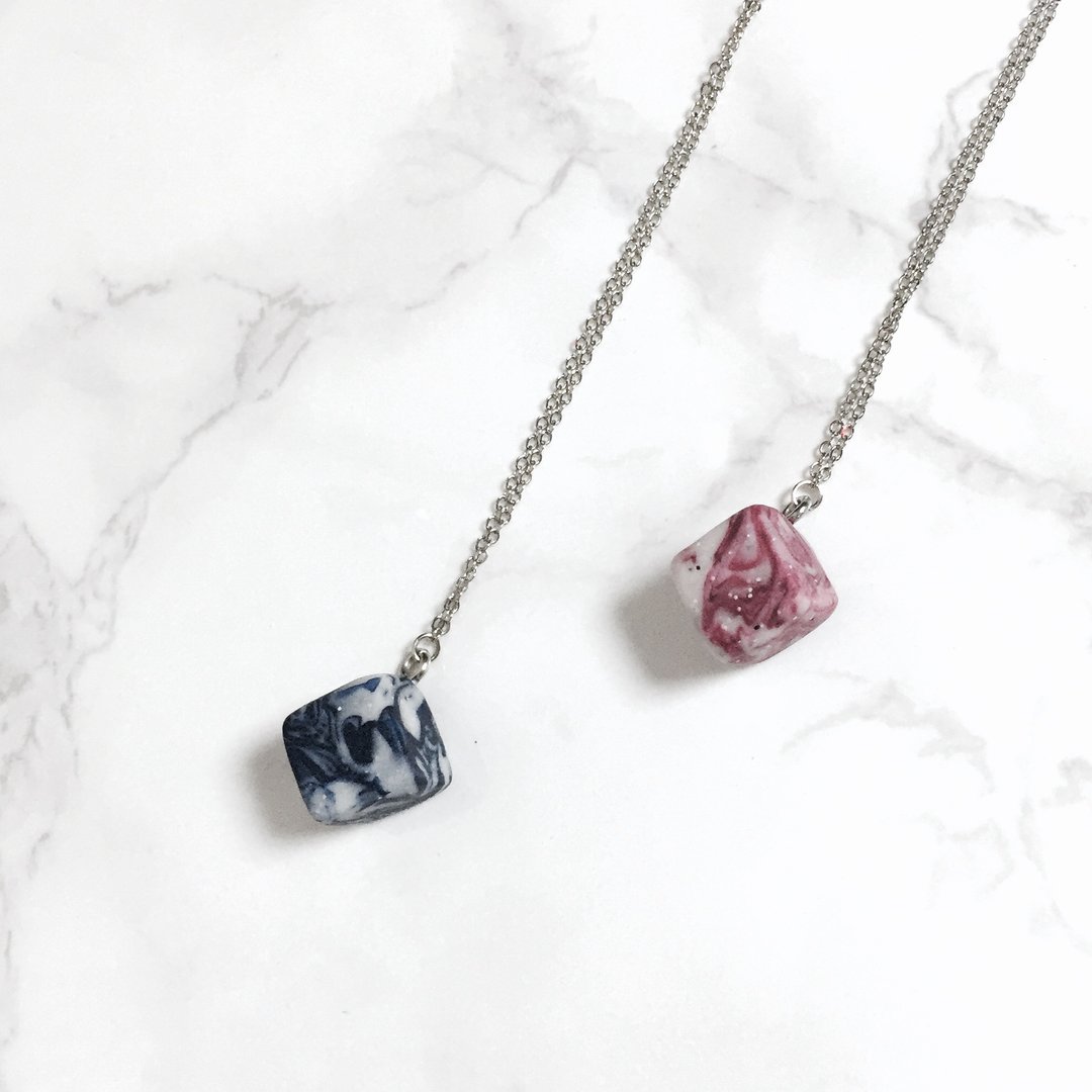 大理石纹颈链 ∎ Marble Necklace  ∎ Marble collection ∎ - 颈链 - 其他金属 白色