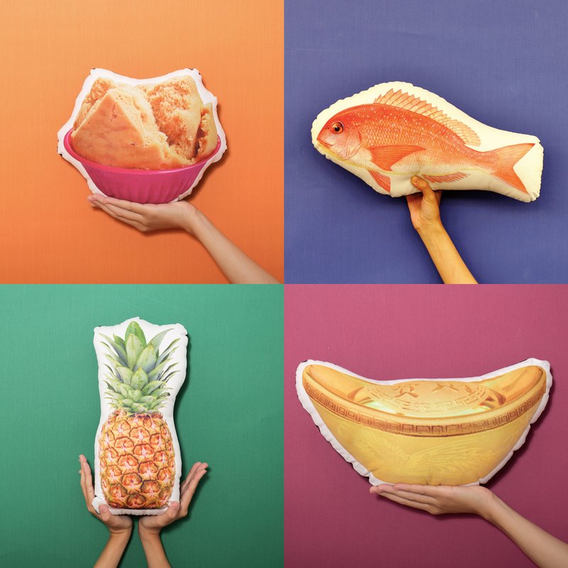 【过年好运系列抱枕】发糕 / 凤梨 / 金元宝 / 鱼抱枕 - 枕头/抱枕 - 其他材质 红色