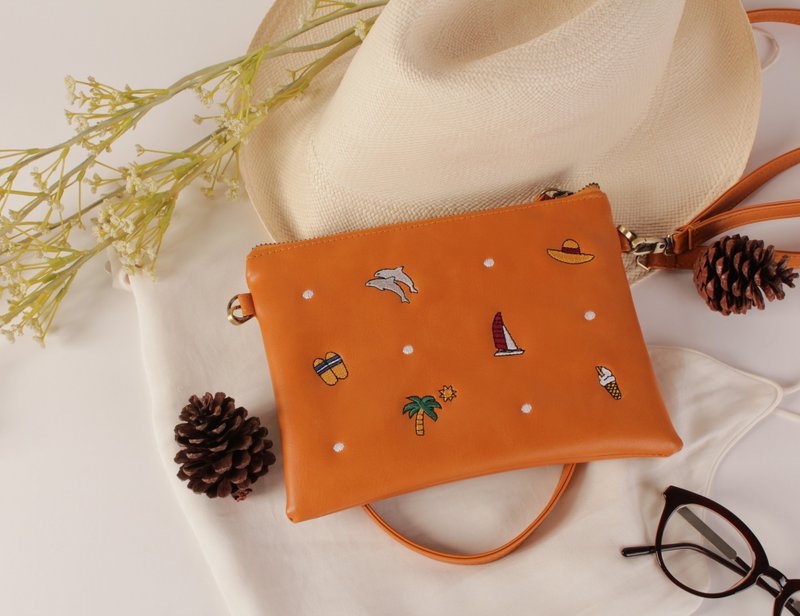 mini BEACHGOER bag - 黄色 - 侧背包/斜挎包 - 绣线 黄色