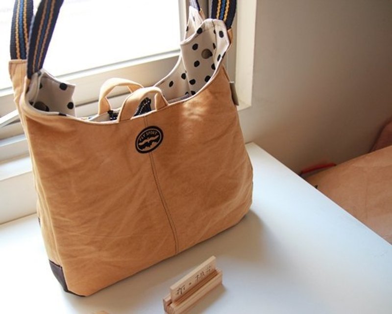 【布。棉花】铭黄色水洗帆布 淑女款肩背包 托特包 - 侧背包/斜挎包 - 其他材质 黄色