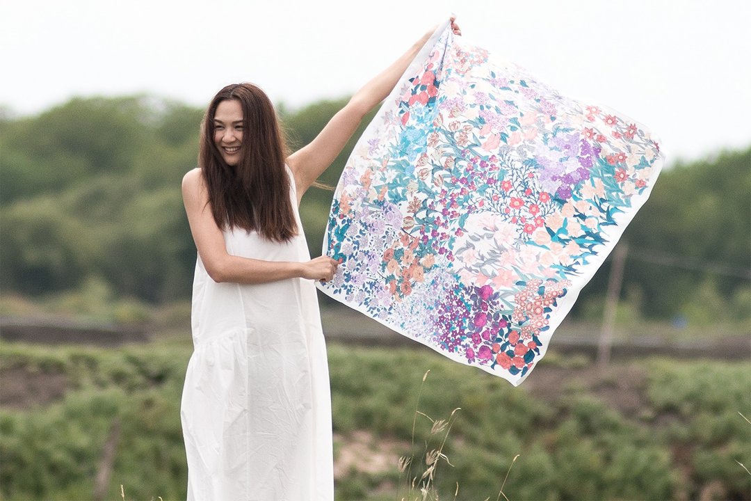 Keukenhof Scarf 花园手工围巾/丝巾 - 秋天的绿色 - 丝巾 - 其他材质 绿色