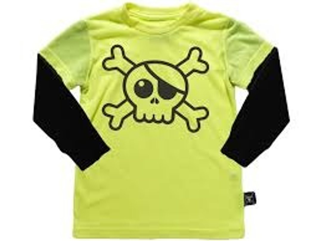 2014秋冬 NUNUNU Big skull 拼袖棉T-shirt(中大童) - 其他 - 棉 黄色