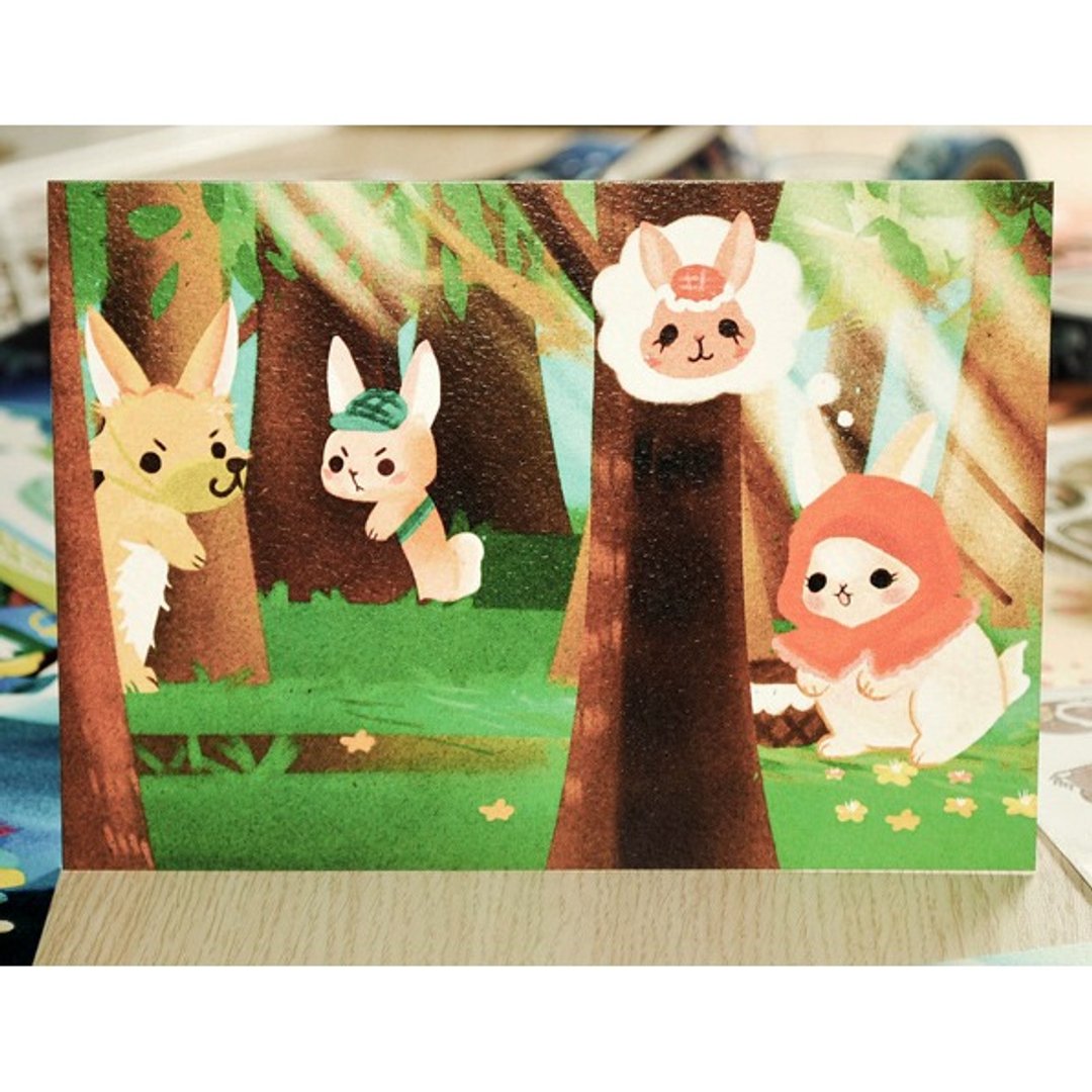 小兔子童话明信片*小兔红帽 - 卡片/明信片 - 纸 