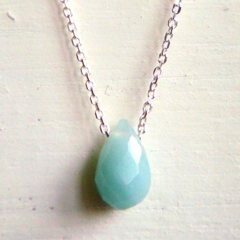 天然宝石(亚马逊石)纯银项链 - 项链 - 宝石 蓝色