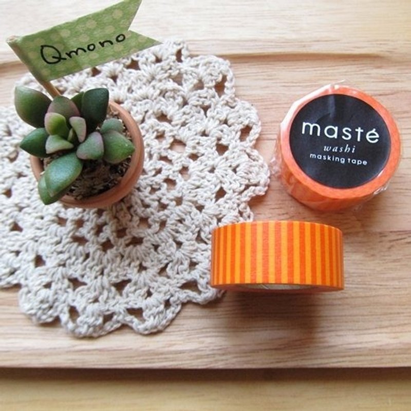 maste Masking Tape 和纸胶带 Basic 明色系【橘色条纹 (MST-MKT02-OR)】 - 纸胶带 - 纸 橘色