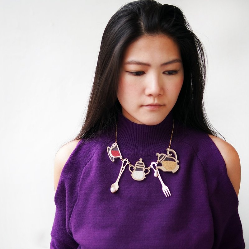 茶具颈链 - 颈链 - 压克力 金色