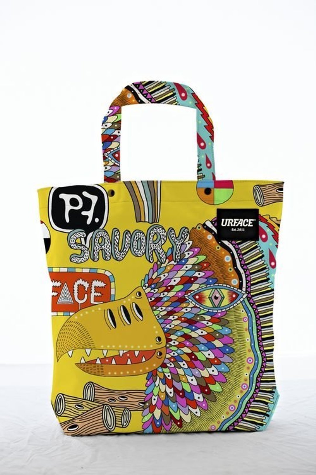 【URFACE】2nd Artist Series / P7 设计限量款Shopping Bag / 黄 - 手提包/手提袋 - 防水材质 黄色