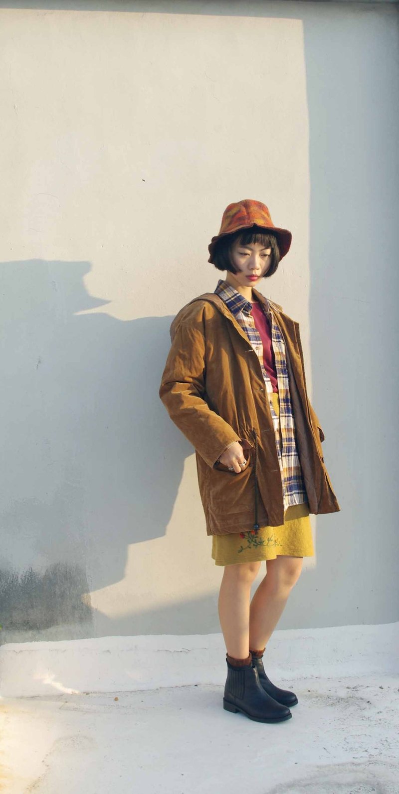 4.5studio-稻稻来寻宝老衣-我从森林来连帽木扣铺棉大衣 - 女装休闲/机能外套 - 其他材质 咖啡色