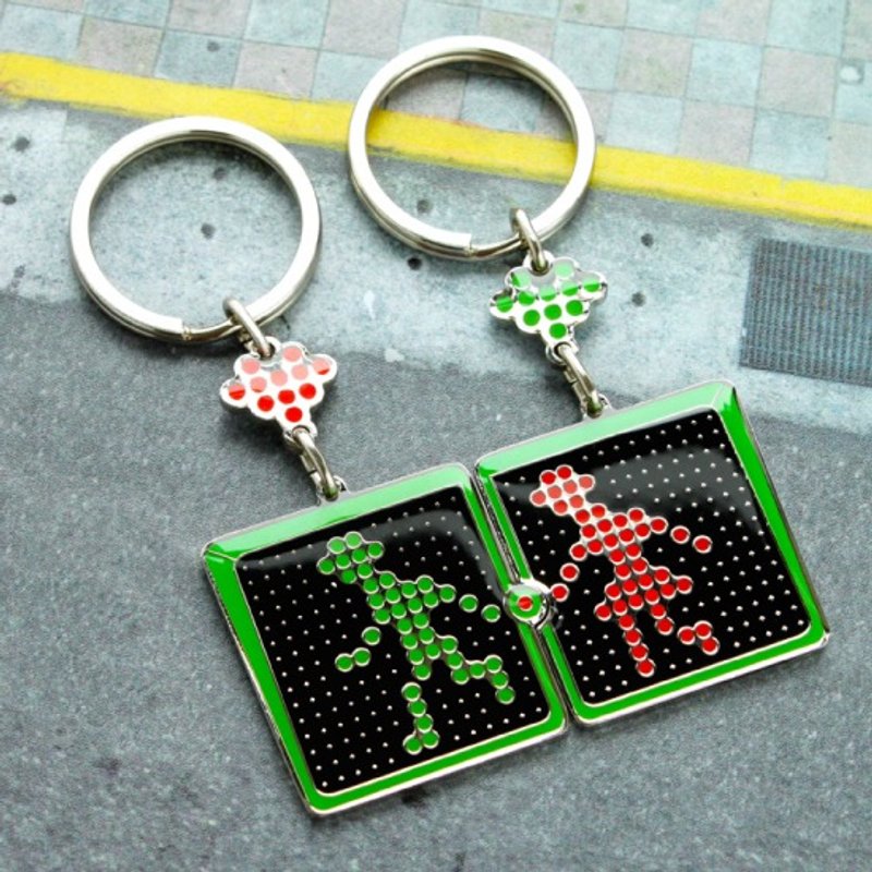 【情人节礼盒】Perfect Together 钥匙圈-小绿人与小红人 - 钥匙链/钥匙包 - 其他金属 绿色