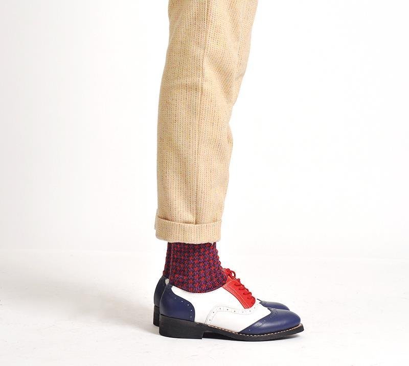 女孩的复古撞色绅士袜 - 袜子 - 棉．麻 紫色