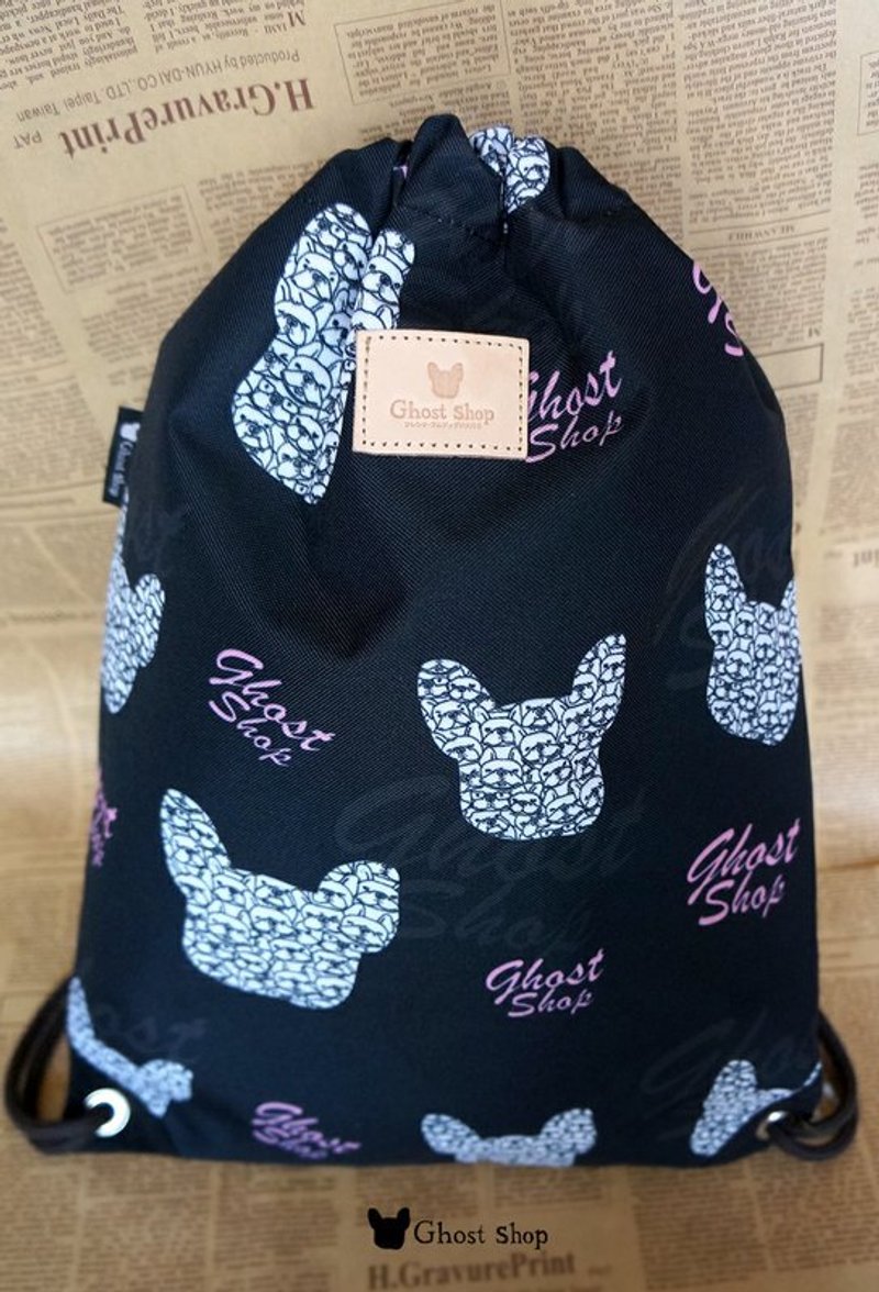 (售完) 拼图法斗束口袋 - 束口袋双肩包 - 防水材质 黑色