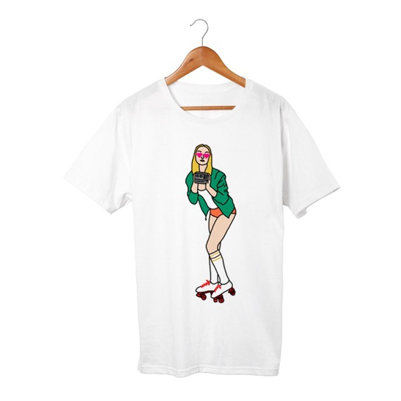 Skate Girl T-shirt - 男装上衣/T 恤 - 棉．麻 白色