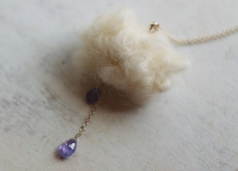 天然丹泉石纯银白云雨滴项链 十二月诞生石 仅此一件 目前有现货 - 项链 - 宝石 蓝色