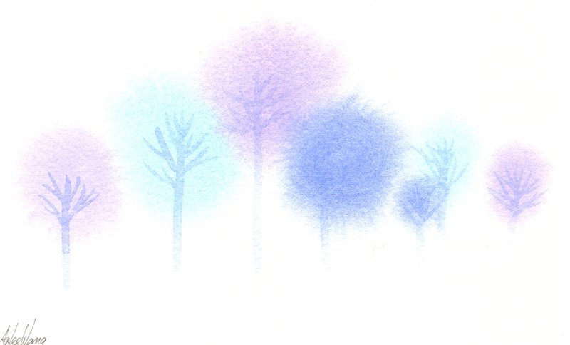 “疗愈系树林系列1-16”水彩手绘限量版明信片/圣诞卡 - 卡片/明信片 - 纸 蓝色