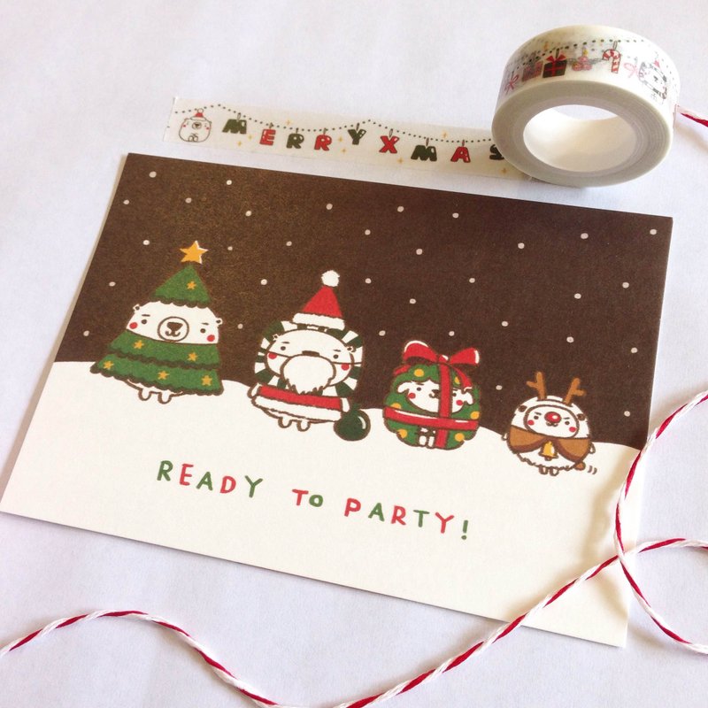[ 明信片 ] 圣诞派对 / 圣诞节 - 卡片/明信片 - 纸 咖啡色