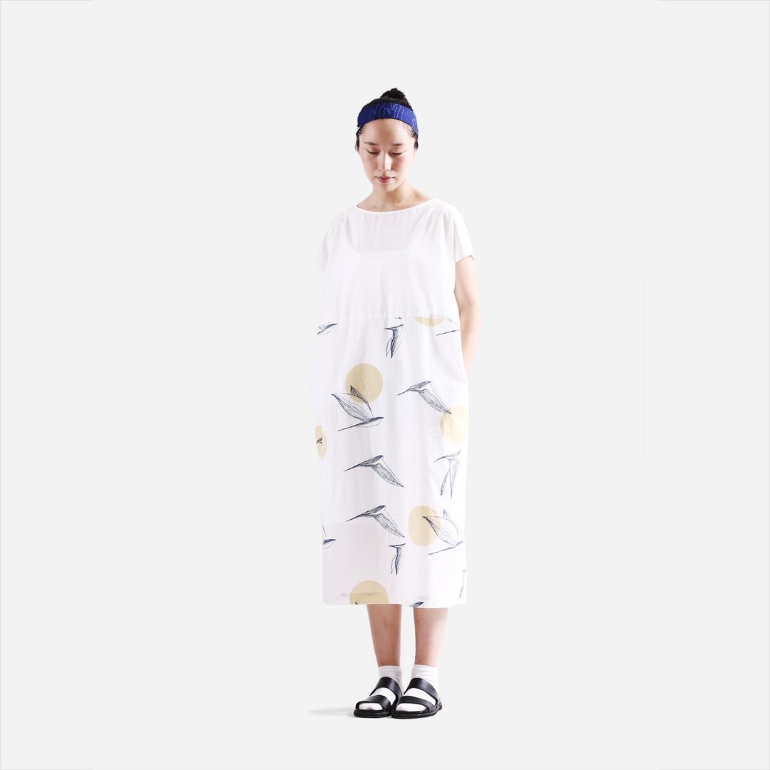 宽松款拼接印花连衣裙 - 裙子 - 其他材质 白色