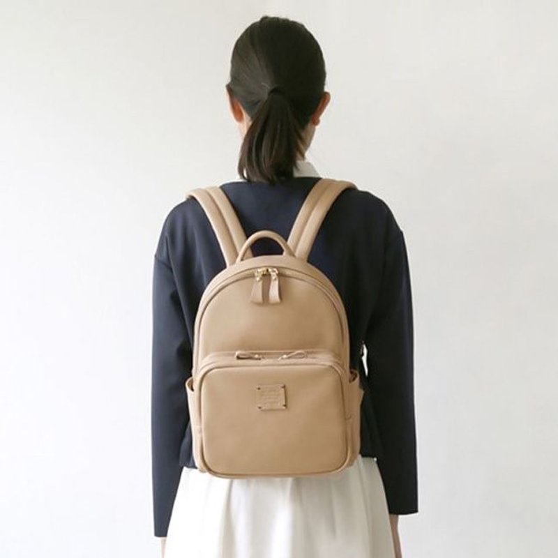 Dessin x MPL.Design-马卡龙皮革公事后背包-奶油棕,MPL24086 - 后背包/双肩包 - 真皮 卡其色