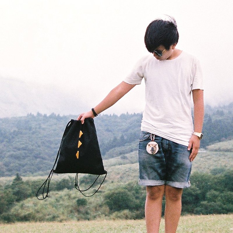 小怪兽帆布束口袋 / 黑色黑嘿怪 / - 束口袋双肩包 - 其他材质 黑色