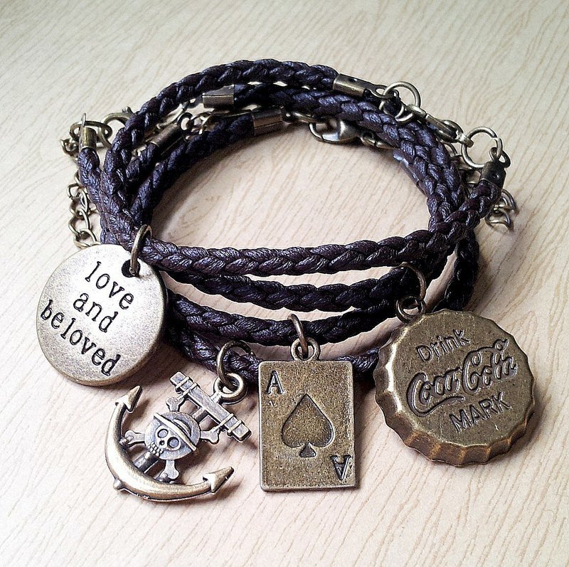 简约 编织皮绳手链(任选一款) - 手链/手环 - 真皮 咖啡色