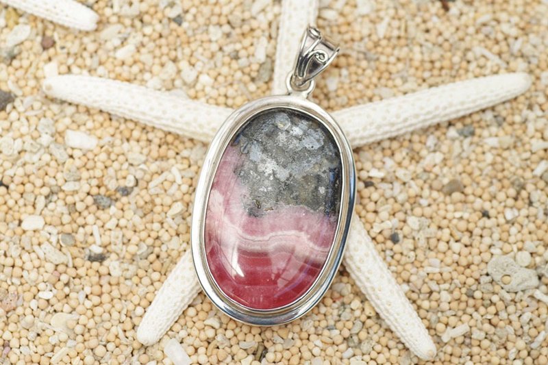 Rhodochrosite pendant - 项链 - 宝石 红色