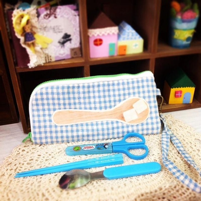 【蓝格汤匙】宝宝环保餐具袋 - 其他 - 棉．麻 蓝色