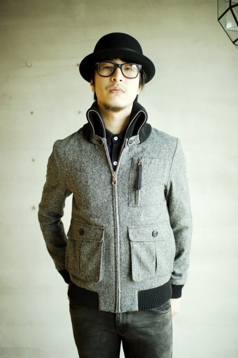 Machismo-毛料高翻领夹克 - 男装外套 - 羊毛 咖啡色