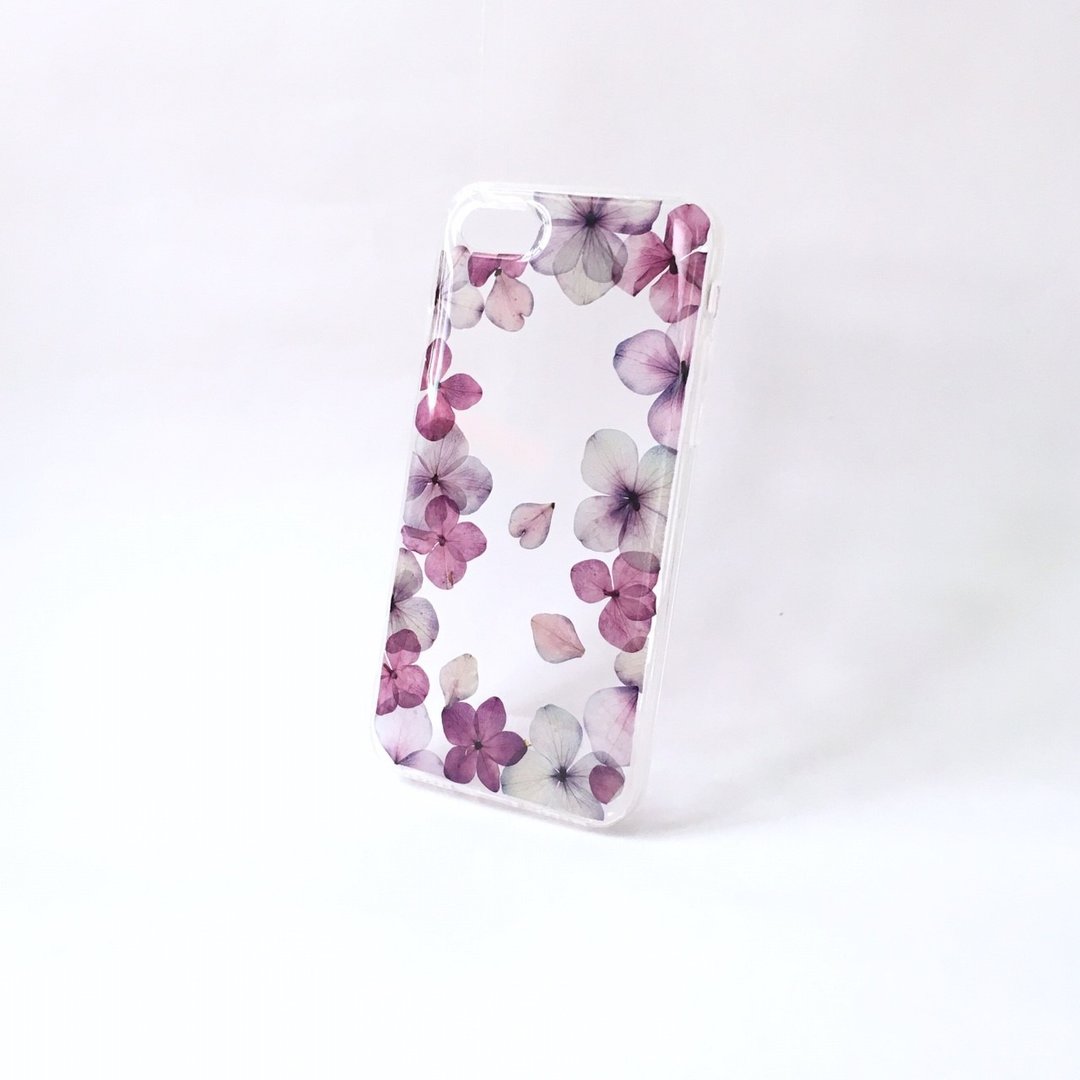 幸福盛宴 绣球花押花 iphone 手机壳押花手作手机壳 - 其他 - 硅胶 紫色