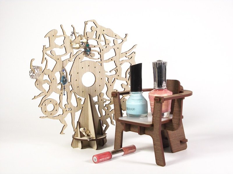 【舞者饰品架+马蹄湾椅】居家收纳.情人节 生日 礼物.旅游.婚礼.纪念品.新年 - 手链/手环 - 木头 咖啡色