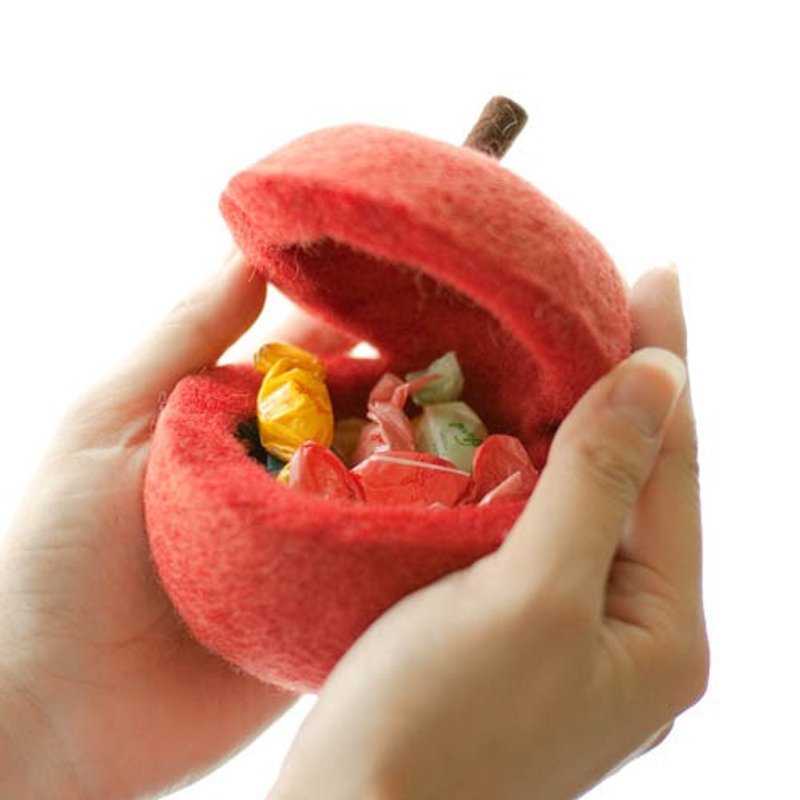 地球树手工公平贸易fair trade -- 开口笑羊毛毡苹果(红色) - 摆饰 - 羊毛 多色