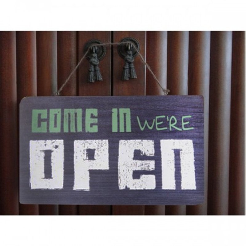 复古标示-OPEN-蓝 - 摆饰 - 木头 蓝色