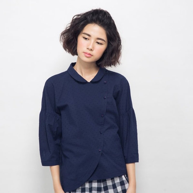 飞行之歌 不对称衬衫-夜幕 - 女装衬衫 - 其他材质 蓝色