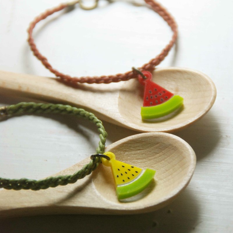 西瓜/小玉西瓜/蚕丝蜡线手环手链/毕业季首选 - 手链/手环 - 塑料 黄色