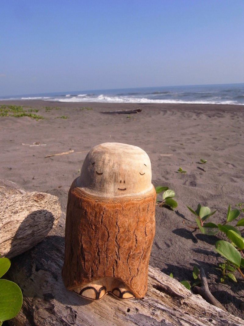 樟树木雕创作 - 日本僧侣鸟人 - 摆饰 - 木头 咖啡色