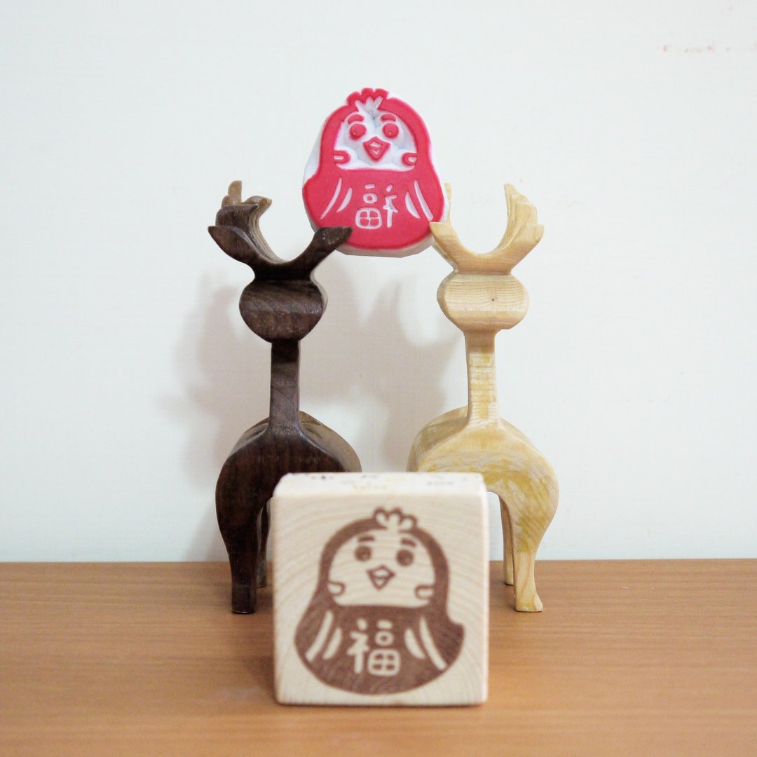 手刻橡皮章_小鸡福神 - 红包/春联 - 橡胶 红色